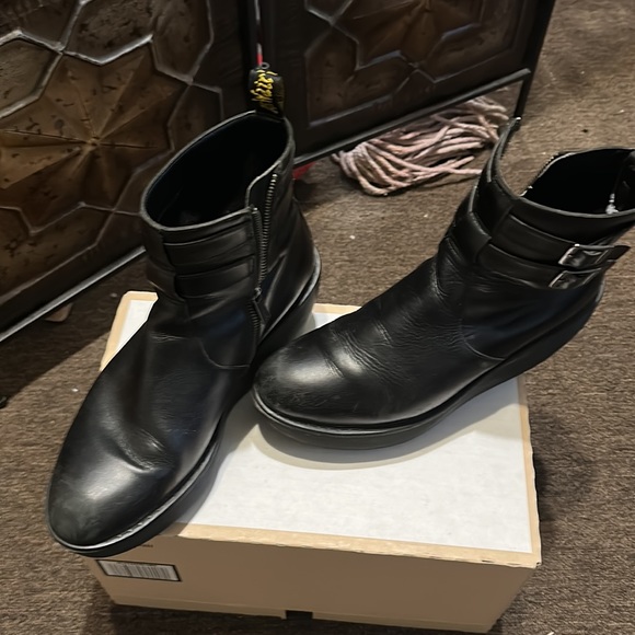 DR MARTIN CAITLIN WEDGE ZIP Side double buckel leather black boot - Picture 3 of 5